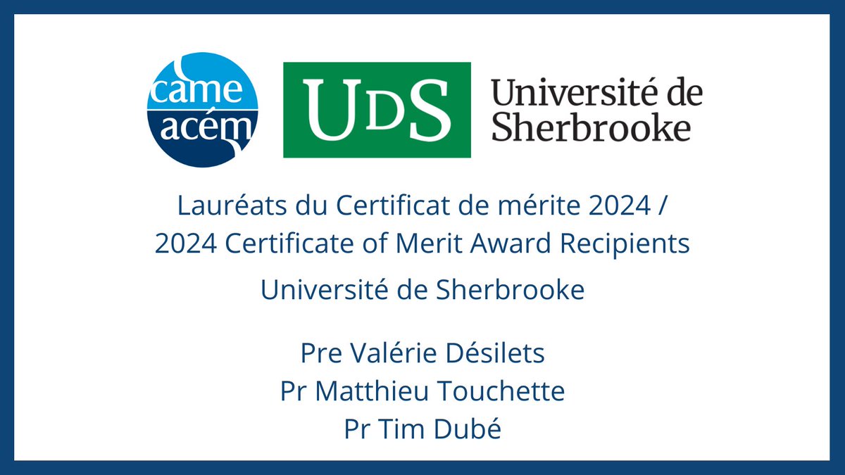 CAME-ACEM (@cameacem) on Twitter photo L’ACÉM est ravie d’annoncer les lauréats du Certificat de mérite 2024 de Université de Sherbrooke / CAME is happy to announce the 2024 Certificate of Merit Award Recipients from Université de Sherbrooke <a href="/USherbrooke/">Université de Sherbrooke</a> L’ACÉM est ravie d’annoncer les lauréats du Certificat de mérite 2024 de Université de Sherbrooke / CAME is happy to announce the 2024 Certificate of Merit Award Recipients from Université de Sherbrooke <a href="/USherbrooke/">Université de Sherbrooke</a>