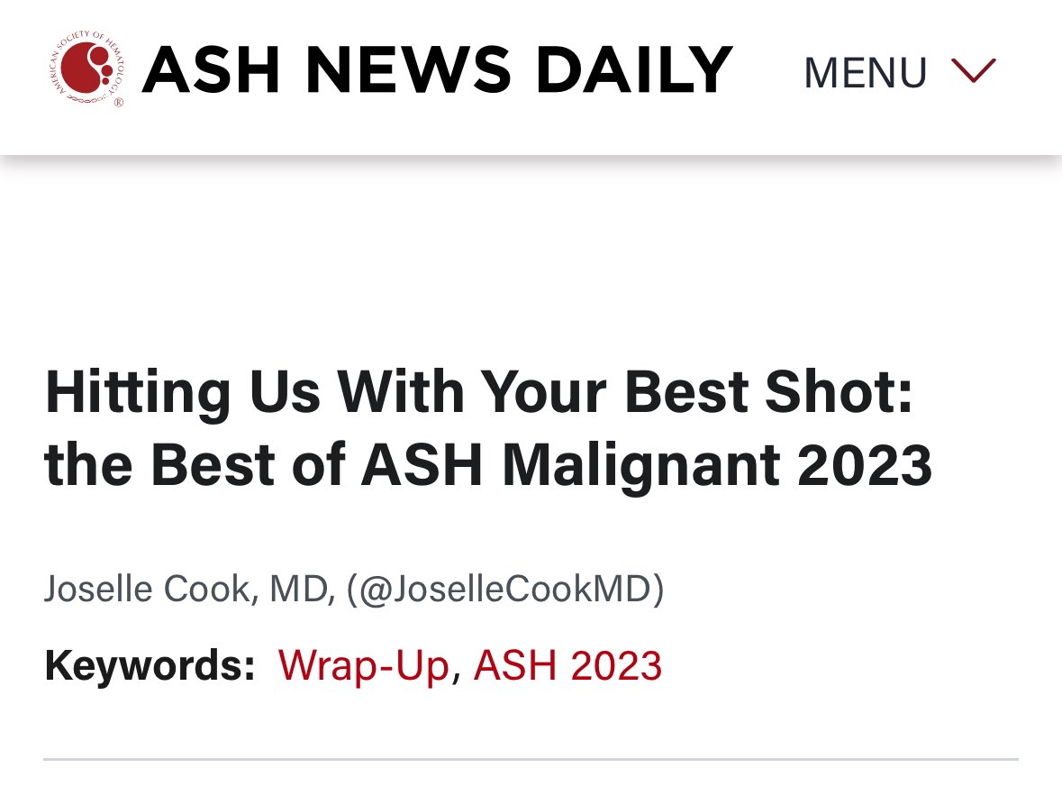 #ASH23 Wrap-up: Highlights of the incredible science and practice changing clinical trials from this year’s ASH🚨Read the cliff notes of @ASH_hematology BEST OF ASH (Malignant). @DocsDock200 @HadidiSamer @AlkaliDr @n_gangat ➡️ashpublications.org/ashnewsdaily/n…