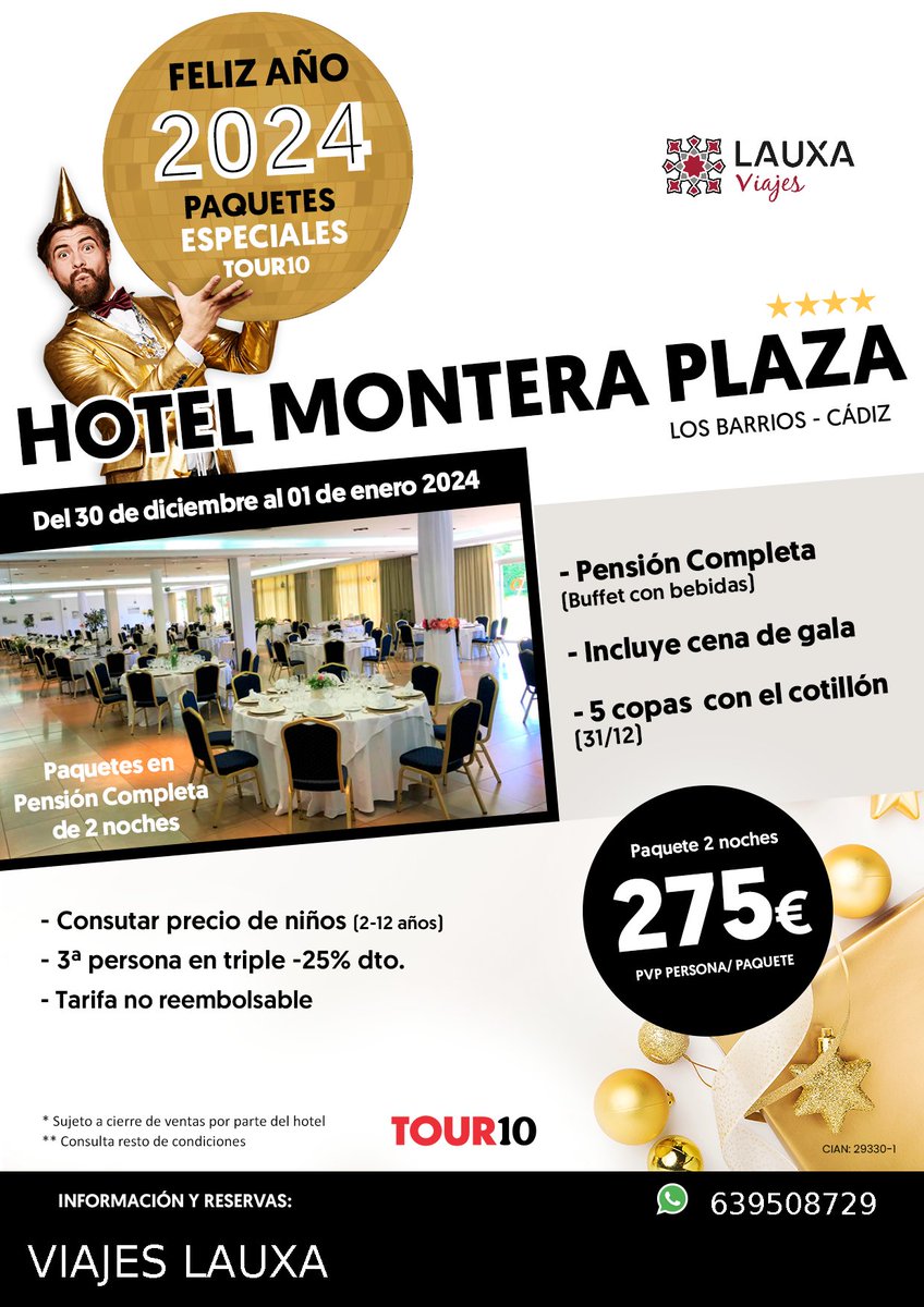 LAUXAVIAJES's tweet photo. Escapadas Fin de Año: Hotel, cena y cotillón!!! https://t.co/0RtXRxaBQx