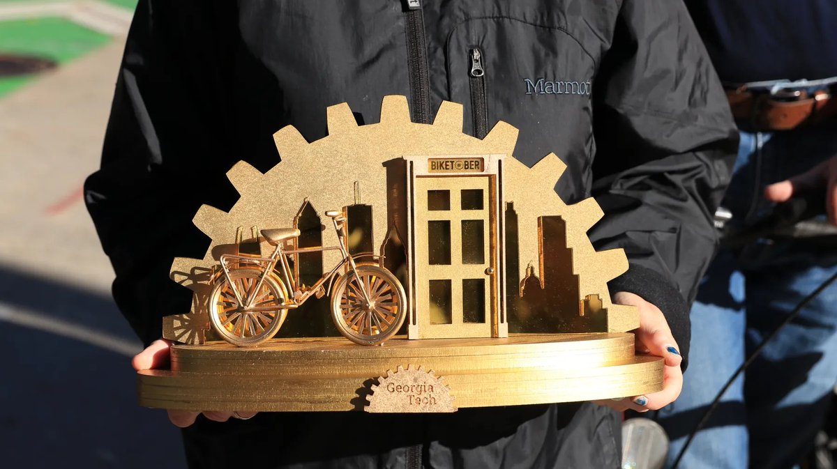 .@GeorgiaTech won 1st place overall (2000+ staff) in #Biketober, the annual competition that celebrates biking in Atlanta. In all, more than 350 workplaces around the region took part and collectively rode more than 340K miles. Read more about GT's win: bit.ly/3TqcvHH