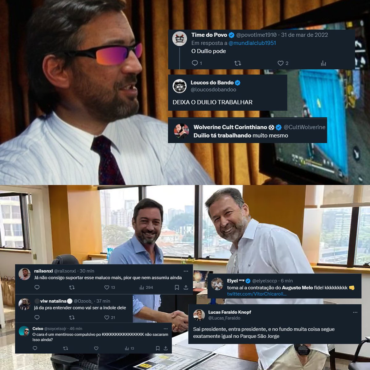 w_oliveiram's tweet image. Duílio: 910M de dívidas, Jonathan Cafu, Bruno Melo, Junior Moraes, Bidu e afins, 7 tecnicos

Augusto: Nem assumiu ainda...

Longe de defender, mas, se houvesse tamanha cobrança na gestão anterior, como nós do Décimo fizemos (e apanhamos muito)

O Corinthians estaria bem melhor.