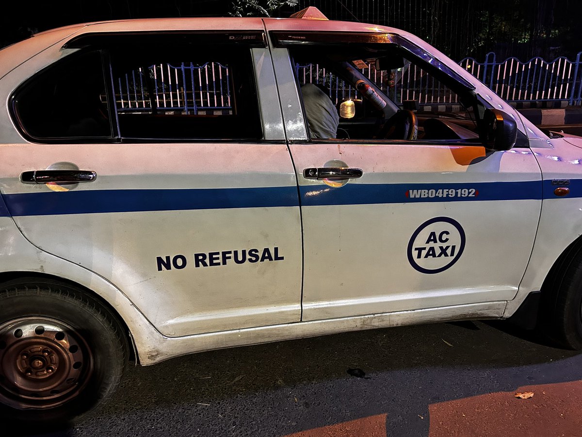 Getting a taxi at Kolkata is a job. No meters only bargaining <a href="/KolkataPolice/">Kolkata Police</a> see this, ironically it says “no refusal “