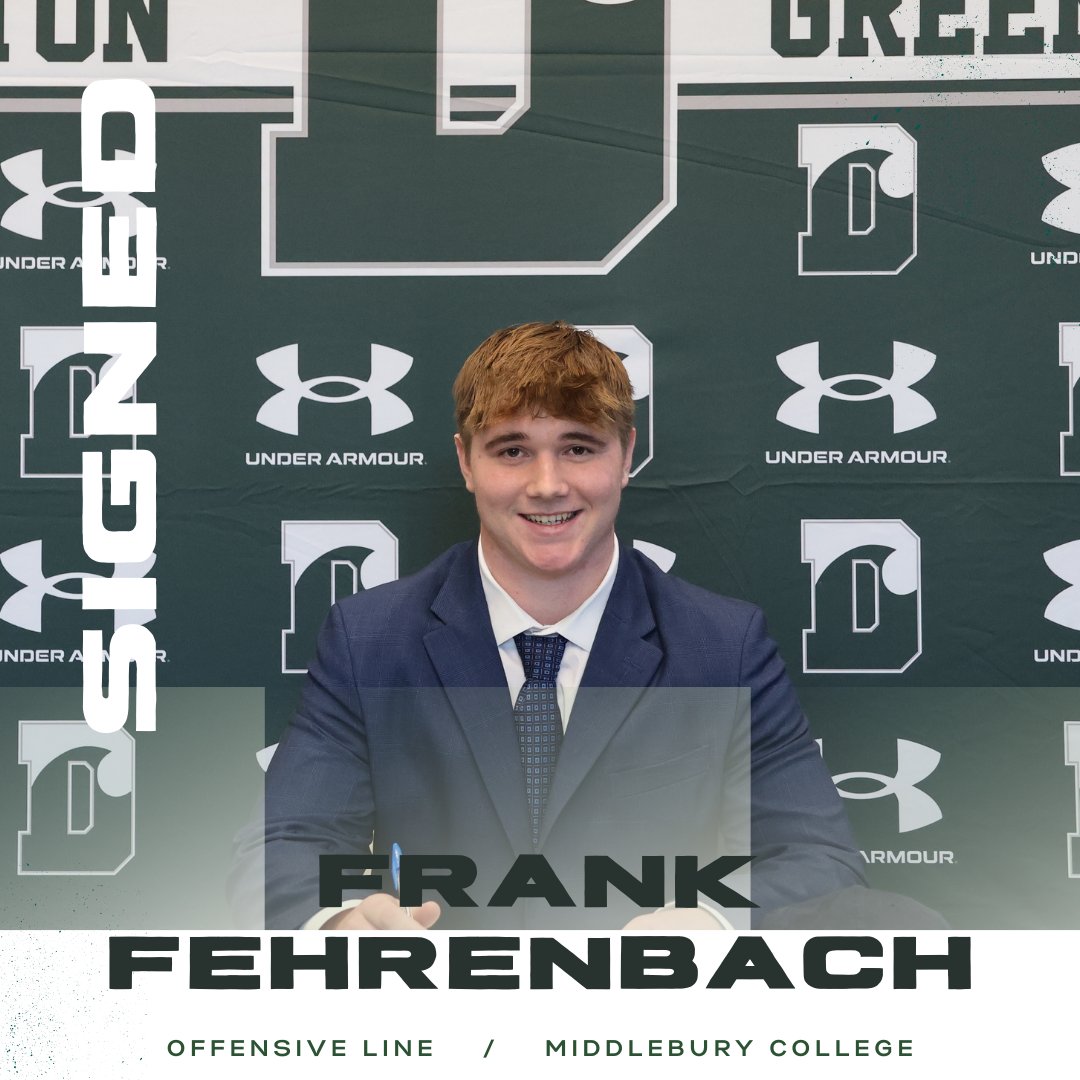 Congrats to <a href="/DelbartonFB/">Delbarton Football</a> OL Frank Fehrenbach who signed his NLI to play football for <a href="/MiddFootball/">Middlebury Football</a> next fall!