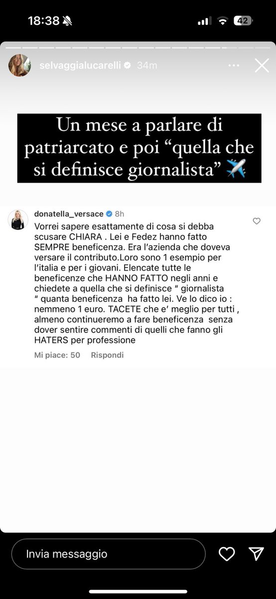 Che delusione Donatella Versace, del resto i privilegiati si supportano a vicenda, questo risveglio di coscienza fa paura. #ChiaraFerragni #Balocco #DonatellaVersace