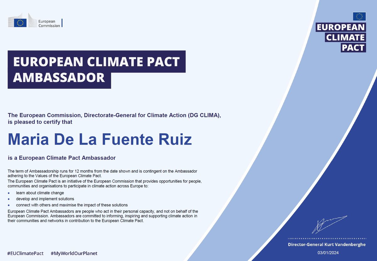 Thrilled to announce my role as a European Climate Ambassador! 🌍 Ready to contribute to climate action and awareness. #ClimateAmbassador #ClimateAction #EUClimatePact #MyWorldOurPlanet #euacademy🌿