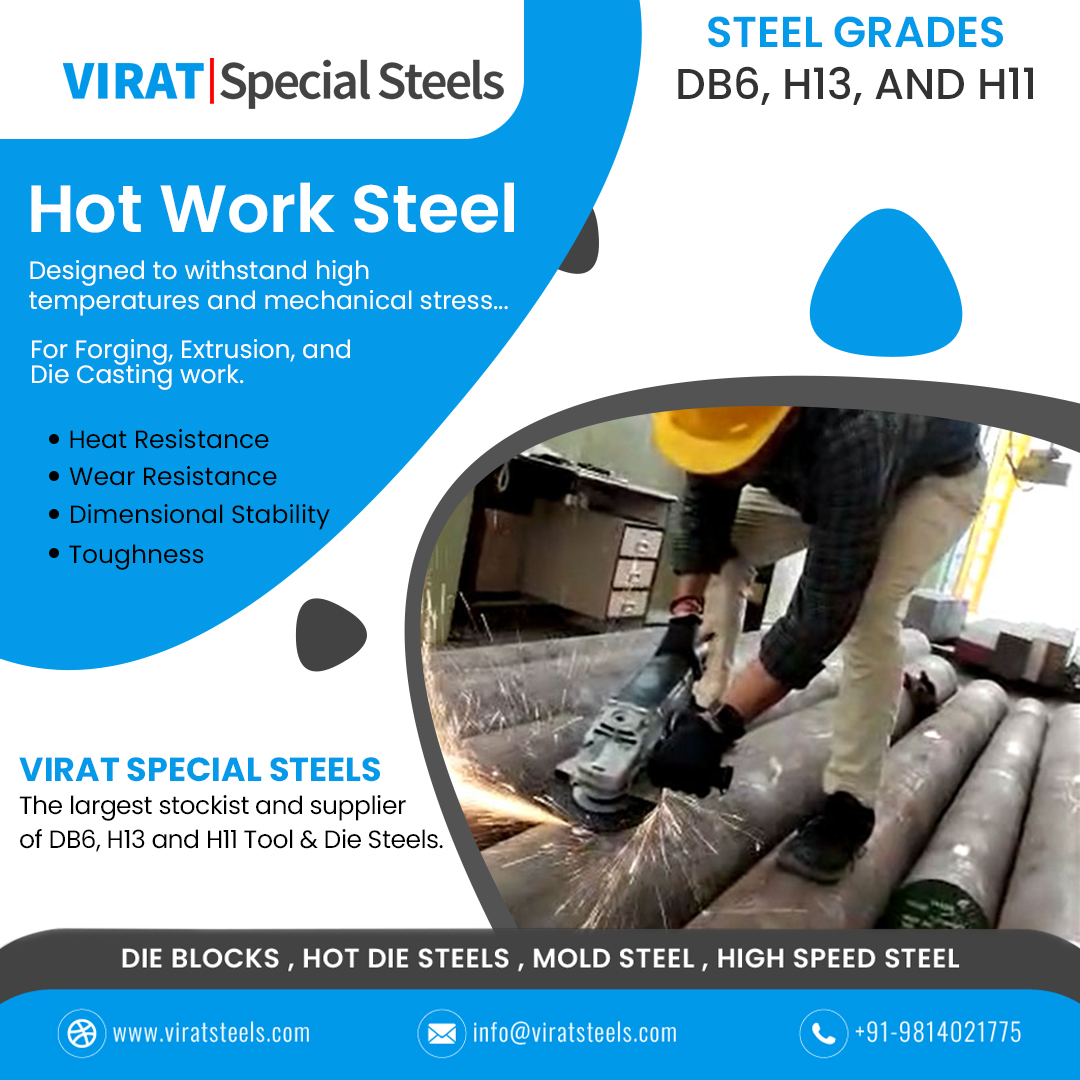 ViratSplSteels's tweet photo. Looking for top quality #toolsteel for your manufacturing industries? #HotWorkSteel type of tool steel that is designed to withstand high temperatures and mechanical stress during hot working processes in #forging, #extrusion, and #diecasting. Ask #ViratSteels for #db6 #h13 #h11 https://t.co/AMgA8u1lxy