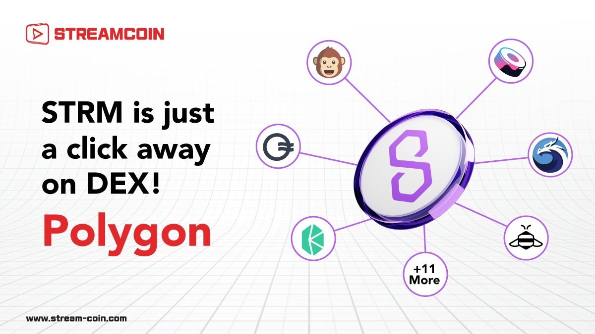 streamcoin_strm's tweet photo. π₯ Find STRM trading hotspots on Polygon!
π― Start trading your StreamCoin (STRM) on these DEXs on the Polygon network.
#Honeyswap
#DODO
#KyberSwap
#Dfyn
#Apeswap
#Plasmafinance
#Sushiswap
#Wault
#OpenOcean
#Polydex #EIK
#Quickswap
#Cometh
#Jetswap
#FirebirdFinance
β‘οΈ To find out more about exchanges that support STRM, visit our website https://t.co/qiNFd4b0hK
#StreamCoin #STRM #DEX #Polygon #Trading