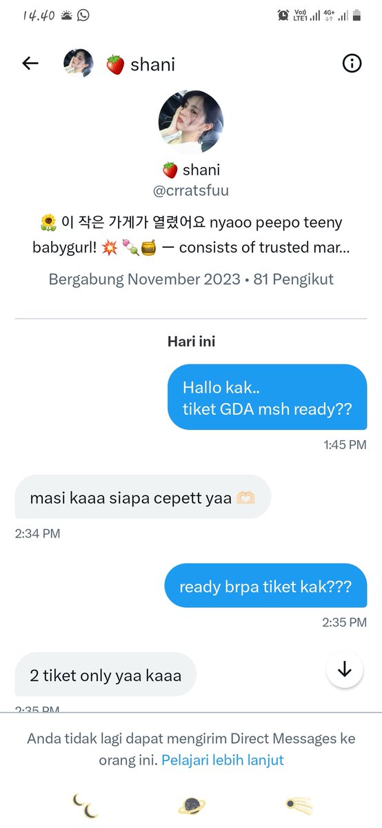 Meetyoongiat28's tweet photo. salah 1 scam tiket Golden Disc Award, be carefulll gaesss temen udh kena scam 1,3 jutaa
#WTSGDA
#WTBGDA
#GoldenDiscAwards
#wanttosell
#wantobuy https://t.co/ESaIPkm4Gh