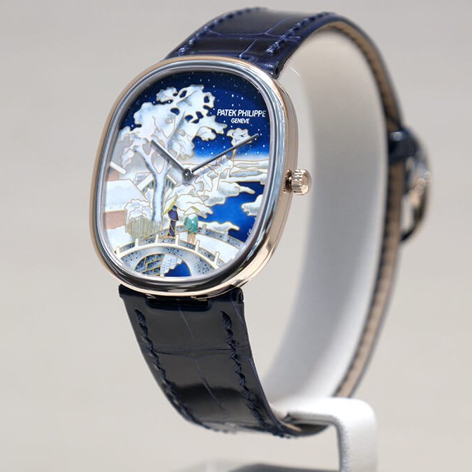 Malik_drama39's tweet photo. Petite touche de Japon avec cette Patek Philippe Golden Ellipse 5738/50G-025 "Snow-Covered Landscape".

Le magnifique cadran en émail cloisonné est inspiré de l'estampe d'Hiroshige "Le pont Taiko et la colline Yûshi à Meguro". https://t.co/r9gYRawTPi