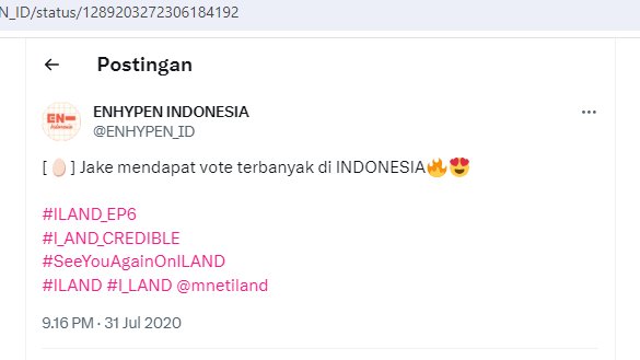 yang ngikutin jake dari jaman iland pasti rasa seneng &amp; terharunya 2x lipat. makannya bilang "jake pulang kampung" dulu di iland vote terbanyak #1 jake itu dari indo. banyak fans yang dukung jake buat debut🥺

WELCOME TO INDONESIA ENHYPEN 
#ENHYPENinJAKARTA #ENHYPENatGDA2024inJKT