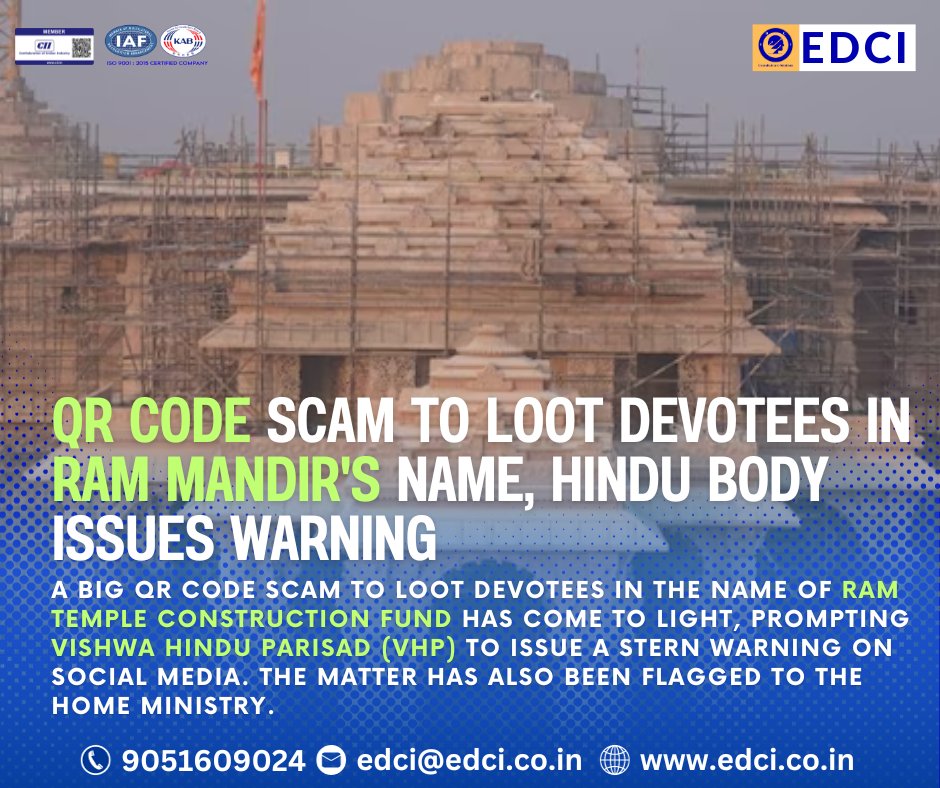 investigatorkol's tweet image. A fake social media page titled "Shri Ram Janmabhoomi Teerth Chhetra #Ayodhya, #Uttar Pradesh" has been created. The page, equipped with a QR code, asks users to contribute funds in the name of the #RamTempleconstruction.
#EDCI #awareness #ScamAlert @KolkataPolice @WBPolice