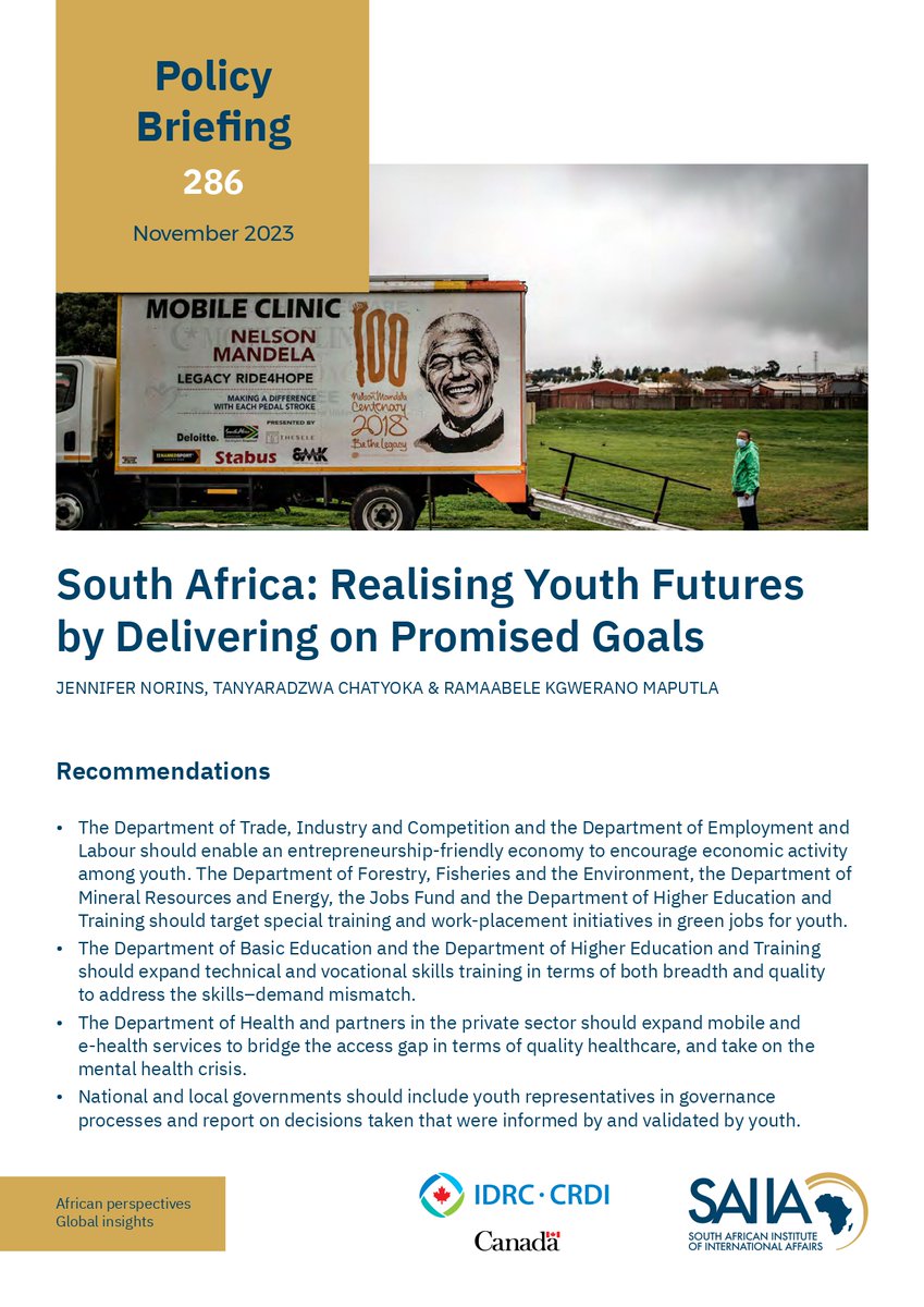 South Africa holds much promise for its #youth. But nearly 30 years into democracy, the country is in danger of becoming a failed state. Despite the country’s many policies that promote #socialinclusion and #economicdevelopment, young people are frustrated with the lack of…