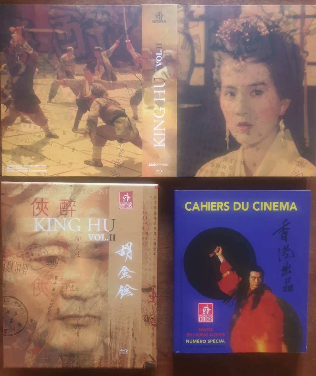 Superbe le coffret King Hu, vol II BR, chez Spectrum, avec  5 films (de «Come Drink With Me» 1966,  à «Painted Skin» 1992) et, en fac-similé, le n° spécial des Cahiers du cinéma, « Made in Hong Kong », paru en sept. 1984, que j’avais coordonné avec Olivier Assayas. 40 ans déjà !