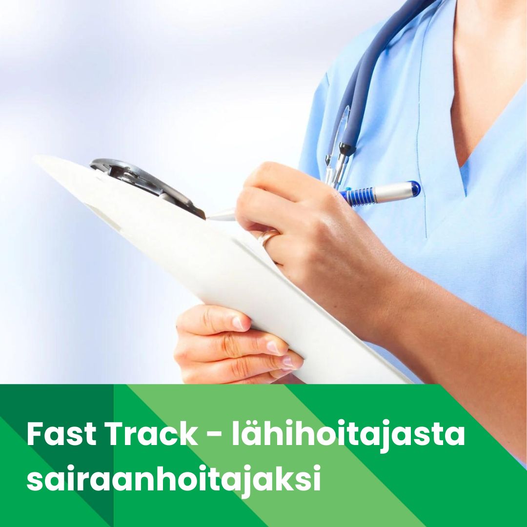 Lähihoitaja, hae Fast Track – lähihoitajasta sairaanhoitajaksi -koulutukseen erillishaussa 8.-26.1.2024. Voit hyödyntää aiempaa lähihoitajan osaamistasi, yhdistää sujuvasti työn ja opiskelun sekä tehdä opintoja tehokkaasti ympäri vuoden. Lue lisää karelia.fi/sairaanhoitaja