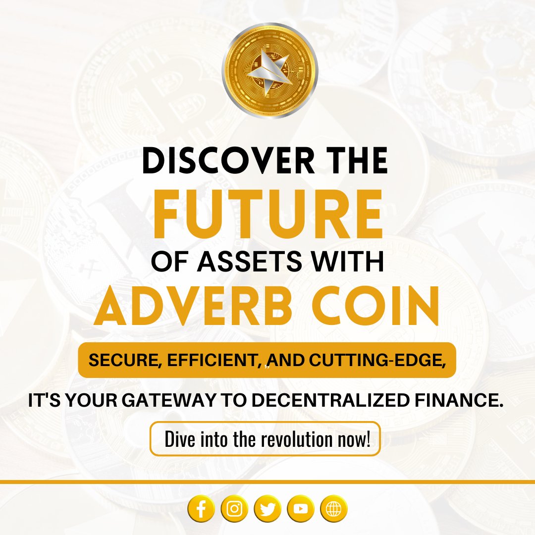 adverbcoins's tweet photo. "Unleash the power of the future with AdverbCoin! 💎🚀 Your secure gateway to decentralized finance is here. Dive into the revolution now and redefine your financial journey.🌐"
Website Link - https://t.co/8ysDhESfph
#advercoin #adverbex  #CryptoRevolution #Crypto #CryptoRewards https://t.co/j9RirQoLua
