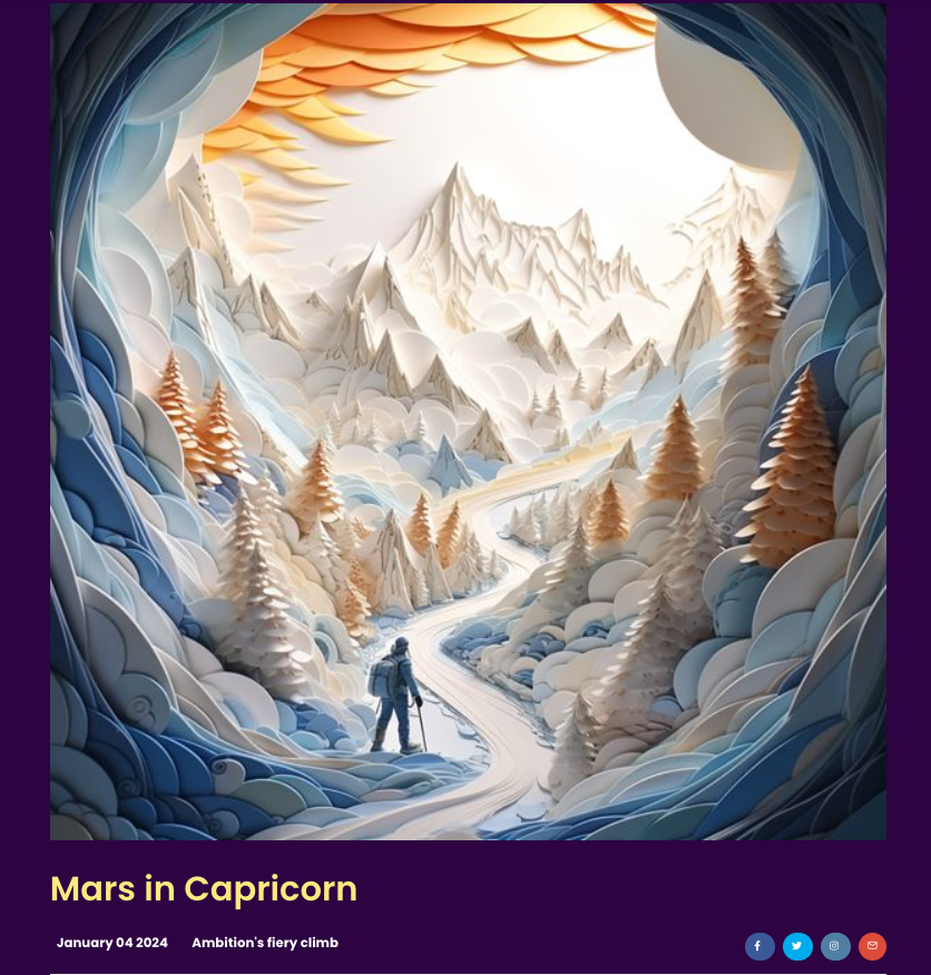 As Mars transitions from the adventurous Sagittarius to the disciplined Capricorn, the shift in energy is palpable. This movement signifies a change in how we assert ourselves – from a spontaneous and idealistic approach to one that is more practical, rational, and