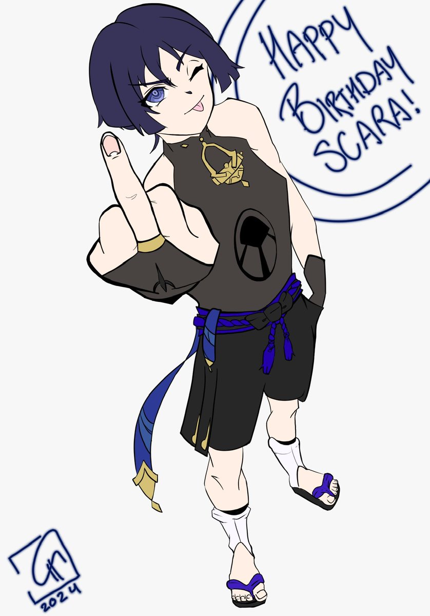 chromiumm's tweet photo. I FINISHED!! With barely over an hour to spare lol. HAPPY BIRTHDAY #scaramouche / #wanderer —BEST #GenshinImpact CHARACTER FR FR https://t.co/swLQP4xrC8