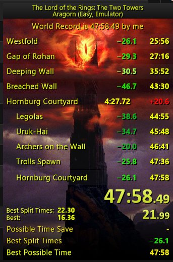 Zojalyx's tweet photo. Celebrated Tolkiens birthday with 2 Two Towers EMU World Records. I wanted to play on console but my memory card is attached to another Wii that's an hour away. This seriously motivated me to go for 46. It's going to be a crazy grind but I think we can do it. https://t.co/2drGtfTsoE