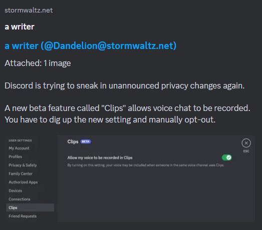 Angel_GoldHeart's tweet image. Everyone, If you own discord, Turn this off. No Chat shouldn’t be recorded!!