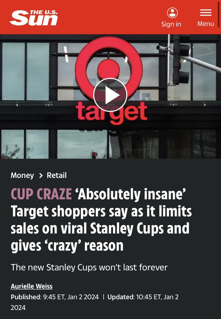 Absolutely insane' Target shoppers say as it limits sales on viral Stanley  Cups and gives 'crazy' reason