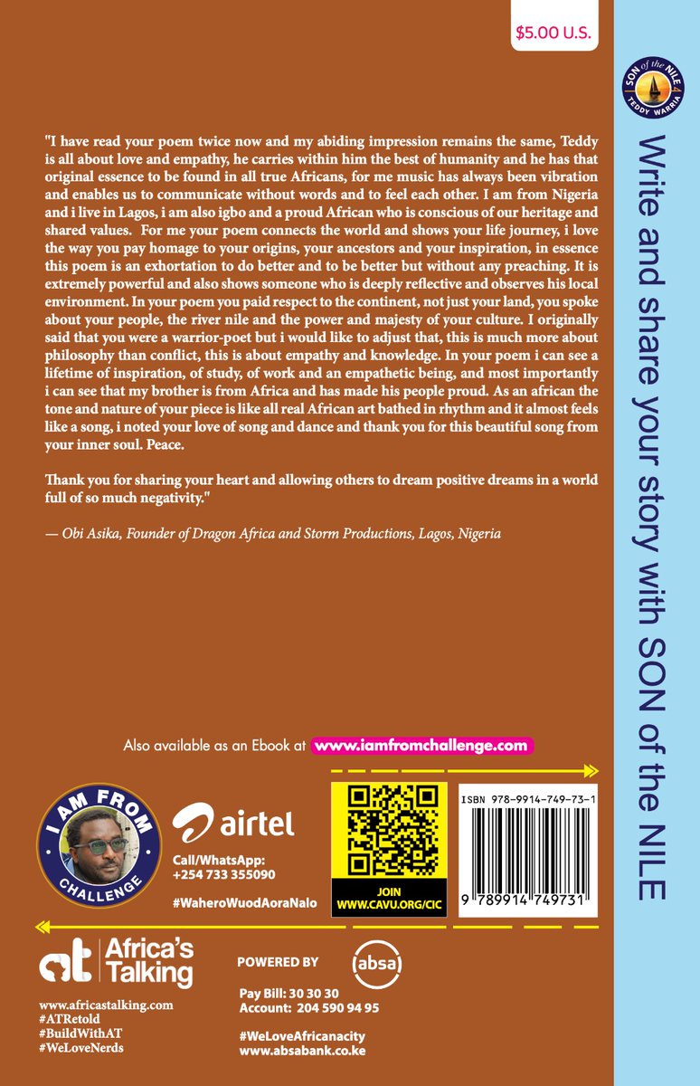 twarria's tweet photo. Thank you @obiasika for this beautiful book jacket review that now finds a permanent home on the BROWN cover of my #IAMFROM book.
@africasoftpower @gina_din Dr. @KigoziMaggie @ALIEastAfrica : https://t.co/dWHkDtaclX