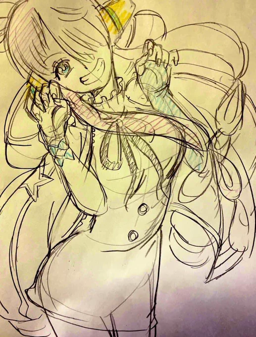 姪っ子ちゃんが描いた絵に無理矢理ポーズ合わせてこんな感じじゃない?と描いて見せてくれんのは嬉しいね 