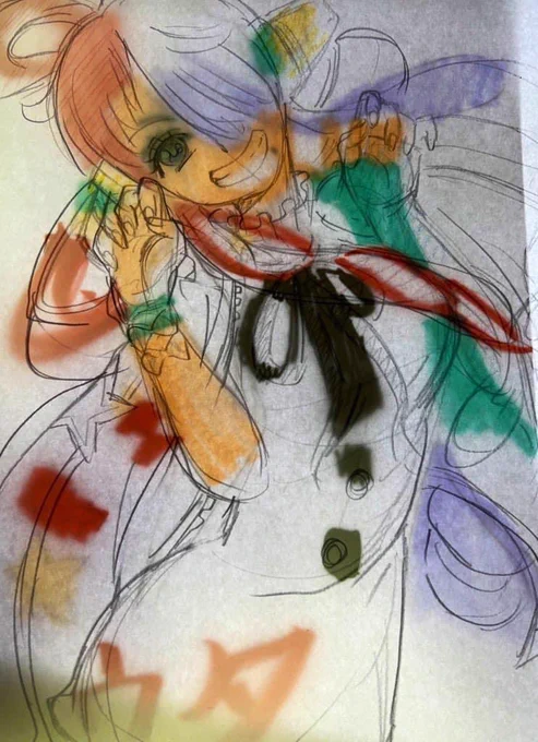 姪っ子ちゃんが描いた絵に無理矢理ポーズ合わせてこんな感じじゃない?と描いて見せてくれんのは嬉しいね 