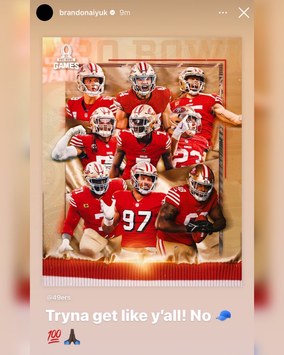 OurSf49ers's tweet photo. #49ers Brandon Aiyuk reacts to being left out of the Pro Bowl squad on IG https://t.co/awFwHPB7As
