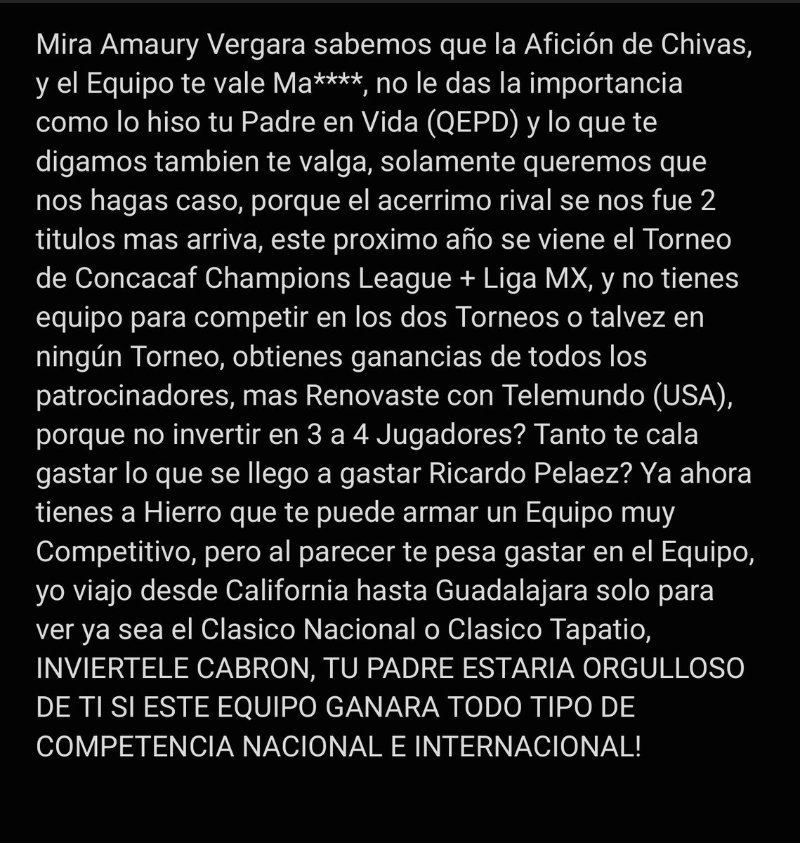 RT para que lo vea <a href="/Amauryvz/">Amaury Vergara Z.</a>, <a href="/Chivas/">CHIVAS</a> y de más! <a href="/_los_lideres/">Los Líderes</a>, <a href="/Amauryvz/">Amaury Vergara Z.</a>, <a href="/NOTI_CHIVA/">NOTI-CHIVA</a>, <a href="/la_irreverente/">Barra Irreverente</a> 😠😡 Has CASO  A M A U R Y  V E R G A R A ‼️‼️