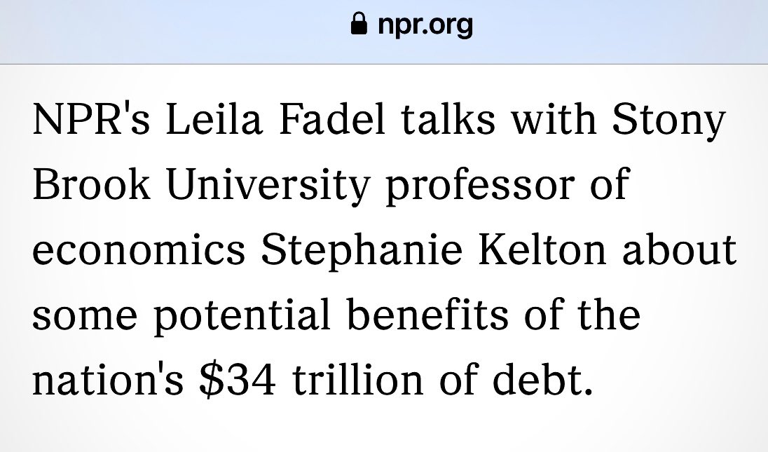 clintballinger's tweet photo. NPR's Leila Fadel talks with Stony Brook University professor of economics Stephanie Kelton
https://t.co/kOSxDJw6oj #ejmr #econtwitter https://t.co/eM7ZEDkgCl