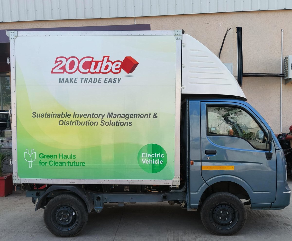 20CubeGroup's tweet photo. Earth Warriors On the Move! @20Cube Powers Inventory Management &amp; Distribution Centres with New Electric Vehicles.
We are thrilled to announce the induction of #electricvehicles (EVs) in Mumbai, Ahmedabad, Gurugram and Chennai. #emissionsreduction 
#20cubelogistics #greensolution https://t.co/ykJ2sP3HAN