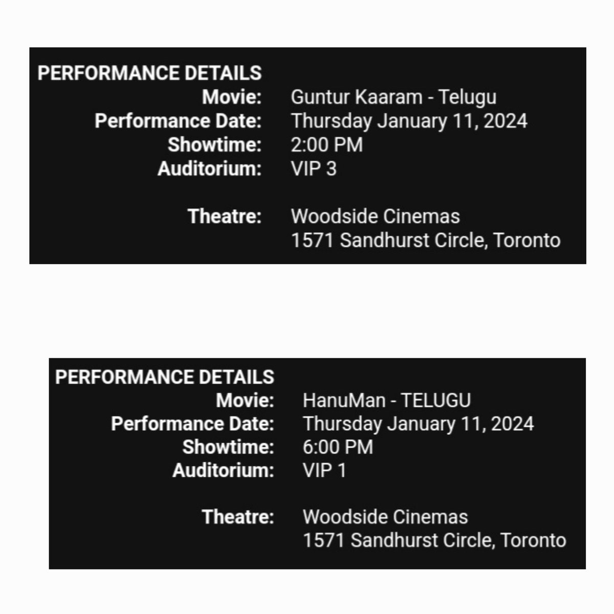 ఒకే రోజు రెండు తెలుగు సినిమాలు వెంటవెంటనే ❤️❤️❤️
 తెలుగు సినిమా బాగుండాలి 🤗🤗🤗 
<a href="/PrasanthVarma/">Prasanth Varma</a> గారు మీ సినిమా మీద చాలా అంచనాలు పెట్టుకున్న నేను అయితే...
<a href="/urstrulyMahesh/">Mahesh Babu</a> గారు మీ మాస్ అవతారం చూసి చాన్నాలు అయ్యింది... 

గుంటూరు కారం vs హనుమాన్ ❌
గుంటూరు కారం &amp; హనుమాన్ ✅