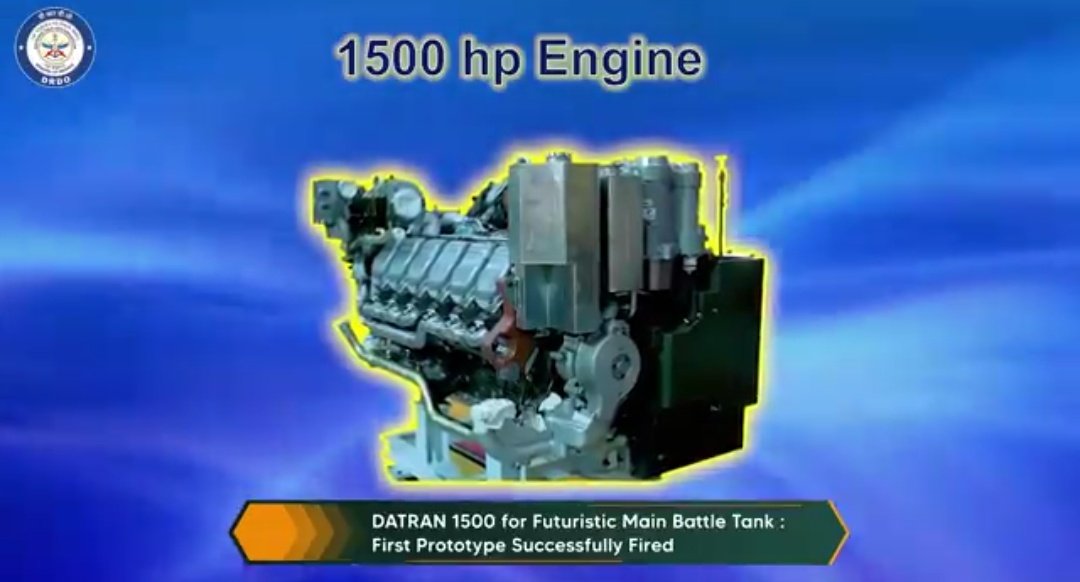 So DRDO successfully tested DATRAN 1500, a 1500-hp prototype engine for FRCV!