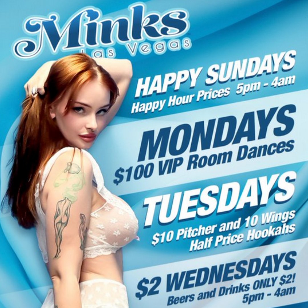 ToplessVegas's tweet photo. 🌟 Looking for weekly specials that cater to everyone in Las Vegas? Look no further than Minks! 😍 From tantalizing topless entertainment to fantastic drink deals, we've got something special just for you! 🥂💃

 #MinksLasVegas #WeeklySpecials #LasVegasDeals https://t.co/ndKG8GRIFq