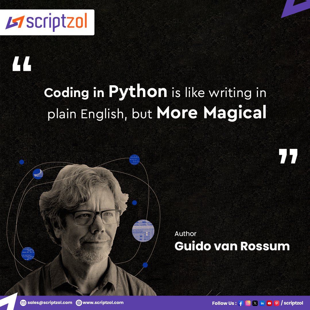 scriptzol's tweet image. 🐍✨ Experience Python magic! Coding in Python is like crafting in plain English, but more enchanting with Guido van Rossum's wizardry! 🚀📜
#scriptzol #letsconnect #PythonMagic #GuidoVanRossum #CodeEnchantment #PythonWonders #CodingBliss #MagicalScripts #PythonCrafting