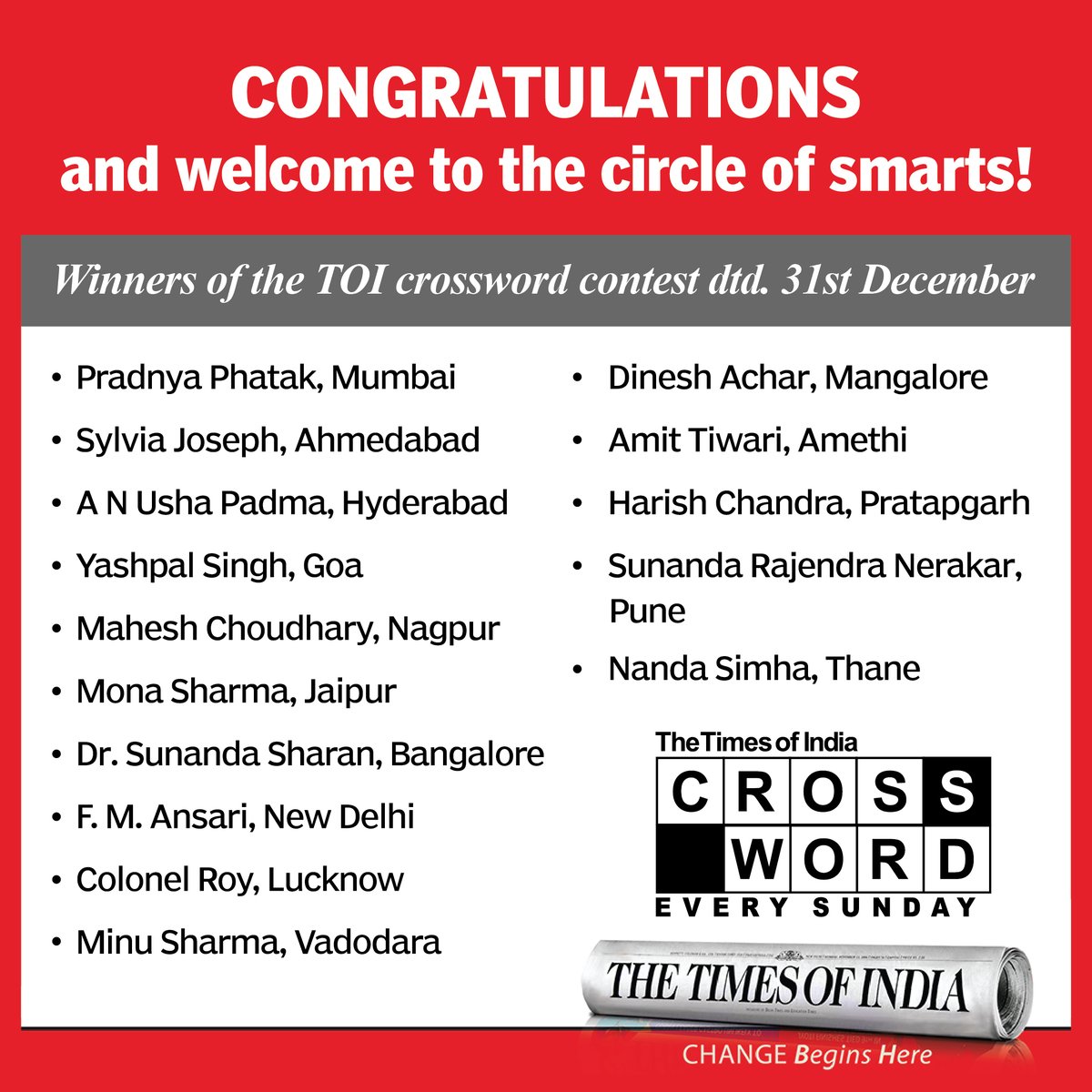 The Times Of India Crossword tweet media