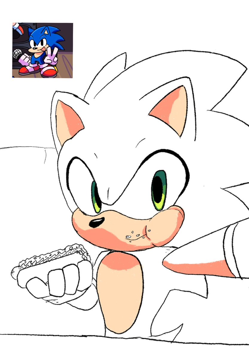 (W.I.P) #SonicTheHedegehog eating a chili dog