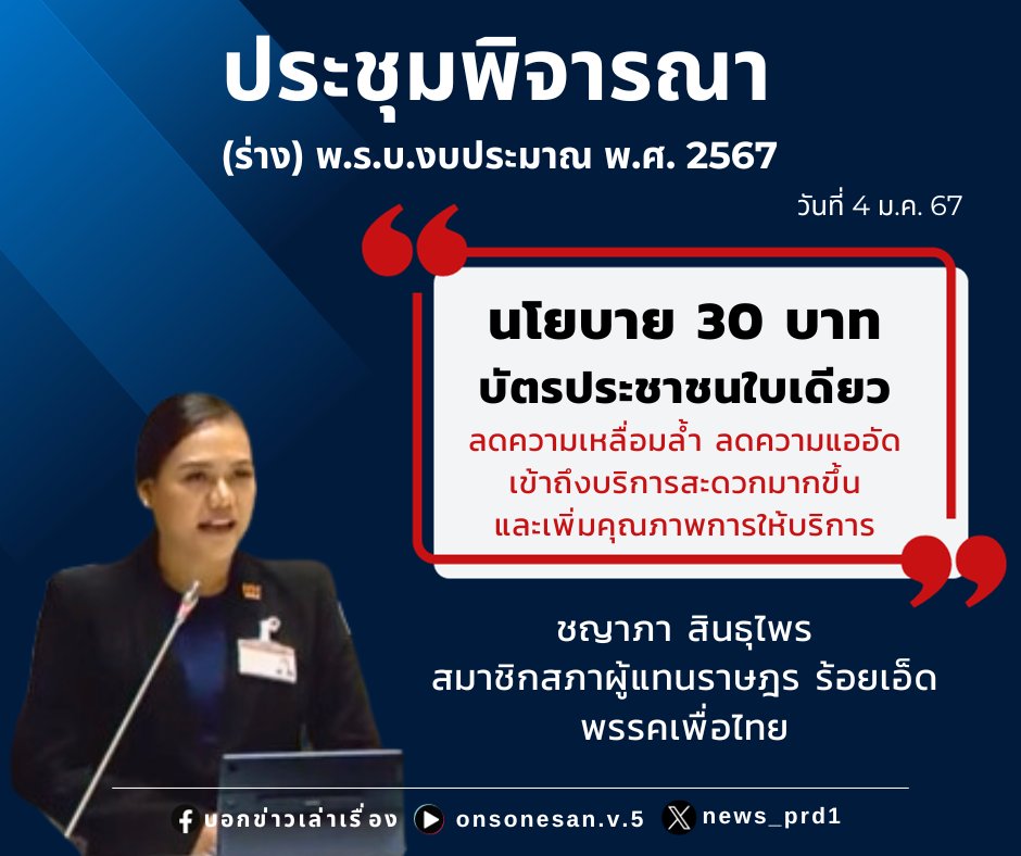 news_prd1's tweet photo. นโยบาย 30 บาท บัตรประชาชนใบเดียว ช่วยลดความเหลื่อมล้ำ ลดความแออัด เข้าถึงบริการสะดวกมากขึ้น และเพิ่มคุณภาพการให้บริการ
ชญาภา สินธุไพร สมาชิกสภาผู้แทนราษฎร ร้อยเอ็ด พรรคเพื่อไทย #เพจบอกข่าวเล่าเรื่อง #PRD1 #งบประมาณ67 #ชญาภาสินธุไพร #เพื่อไทย #ประชุมสภา https://t.co/4fZPoXdhja
