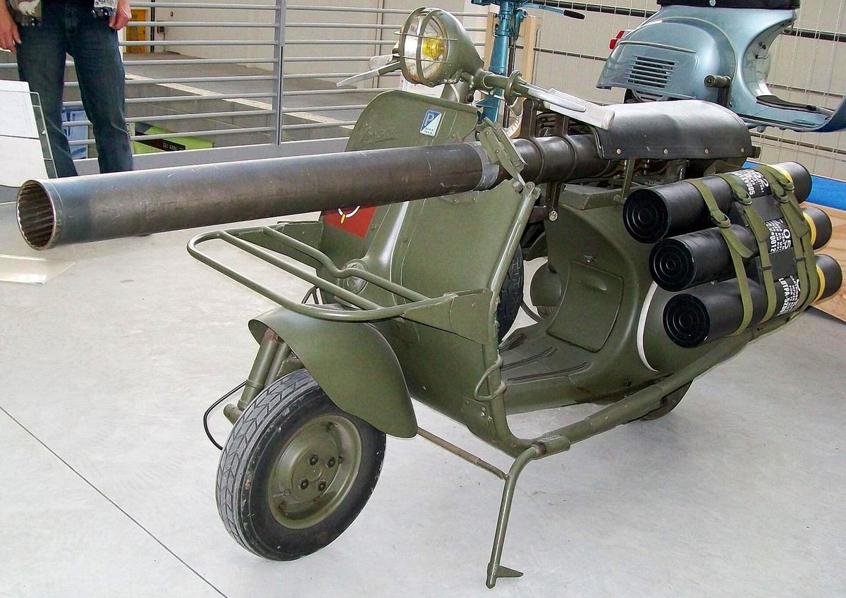 In the 1950s, the Vespa 150 TAP wasn't just for show, it was a military marvel! 🛵💥 Armed with a 75 mm rifle, this scooter was a tiny tank-destroyer for French paratroops. Imagine zooming into battle on this! What other surprising military gear have you heard of?