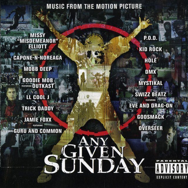 January 4, 2000 the Any Given Sunday soundtrack was released Some Artists Featured @MissyElliott @PRODIGYMOBBDEEP (RIP) @mobbdeephavoc @CaponeQB @noreaga @BigBoi #Andre3000 @GippGoodie @305MAYOR @iamjamiefoxx @common @POD @DMX (RIP) @IamDrag_On @TheRealEve @llcoolj and more