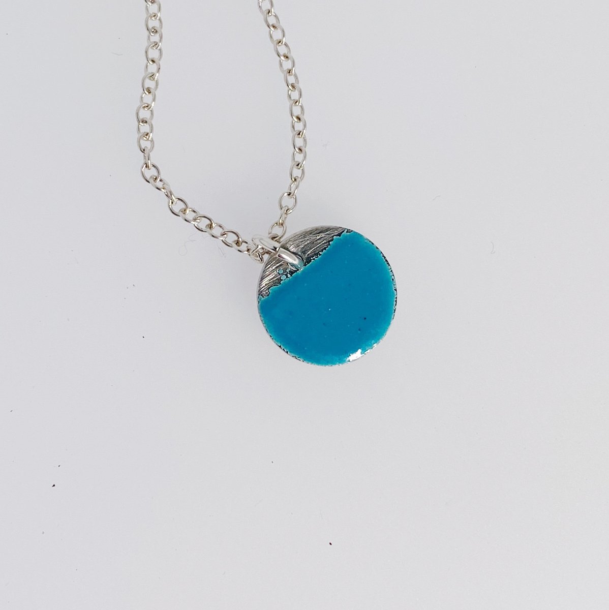 Silver and Teal Enamel Pendant tuppu.net/d328d6ba #MaisyPlum #ShopIndie #UKCraftersHour #MHHSBD #Etsy #EnamelJewelry