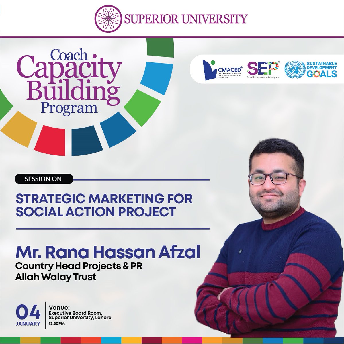 Today Insha’Allah invited by Superior University in their Training Program of Superior Social Entrepreneurship Program
#SDGs #ZeroHunger #Allahwalaytrust #SuperiorUniversity