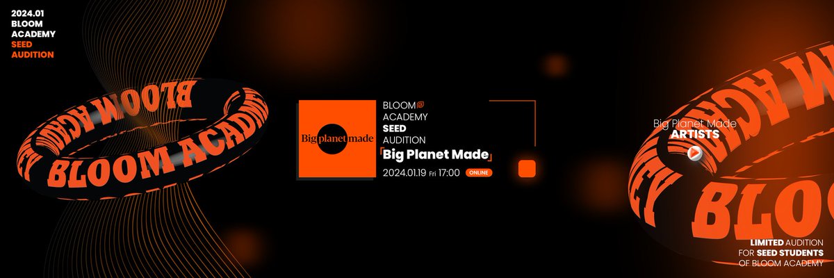 Bloom_Academy_'s tweet photo. 🔲 Big planet made
SEED AUDITION 🔲

2024年01月19日(金)
17：00～

in Bloom Academy 渋谷
シード生のみ対象
詳細はMyPageよりご確認下さい。

#bigplanetmade
#BloomAcademy
#シードオーディション
#kpopオーディション
#練習生になりたい https://t.co/Cb7niibe1o