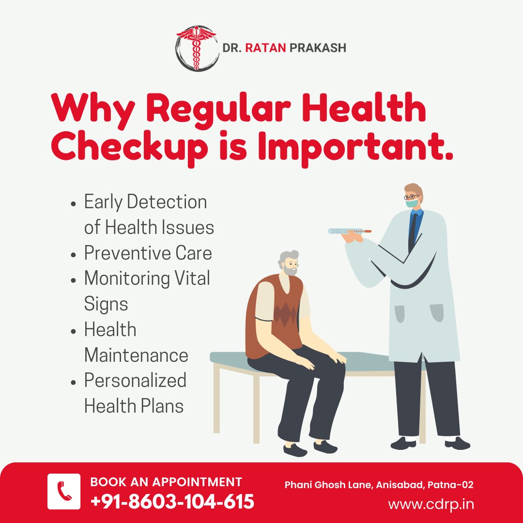 ratan_clinic's tweet image. Prioritize your well-being! 🌟 Regular health checkups are the key to early detection and preventive care.

🌐cdrp.in

#HealthCheckup #RegularCheckup #HealthyLife #HealthTips #WellnessFirst #PreventiveCare #HealthyLiving #HolisticWellness #bookanappointment #cdrp