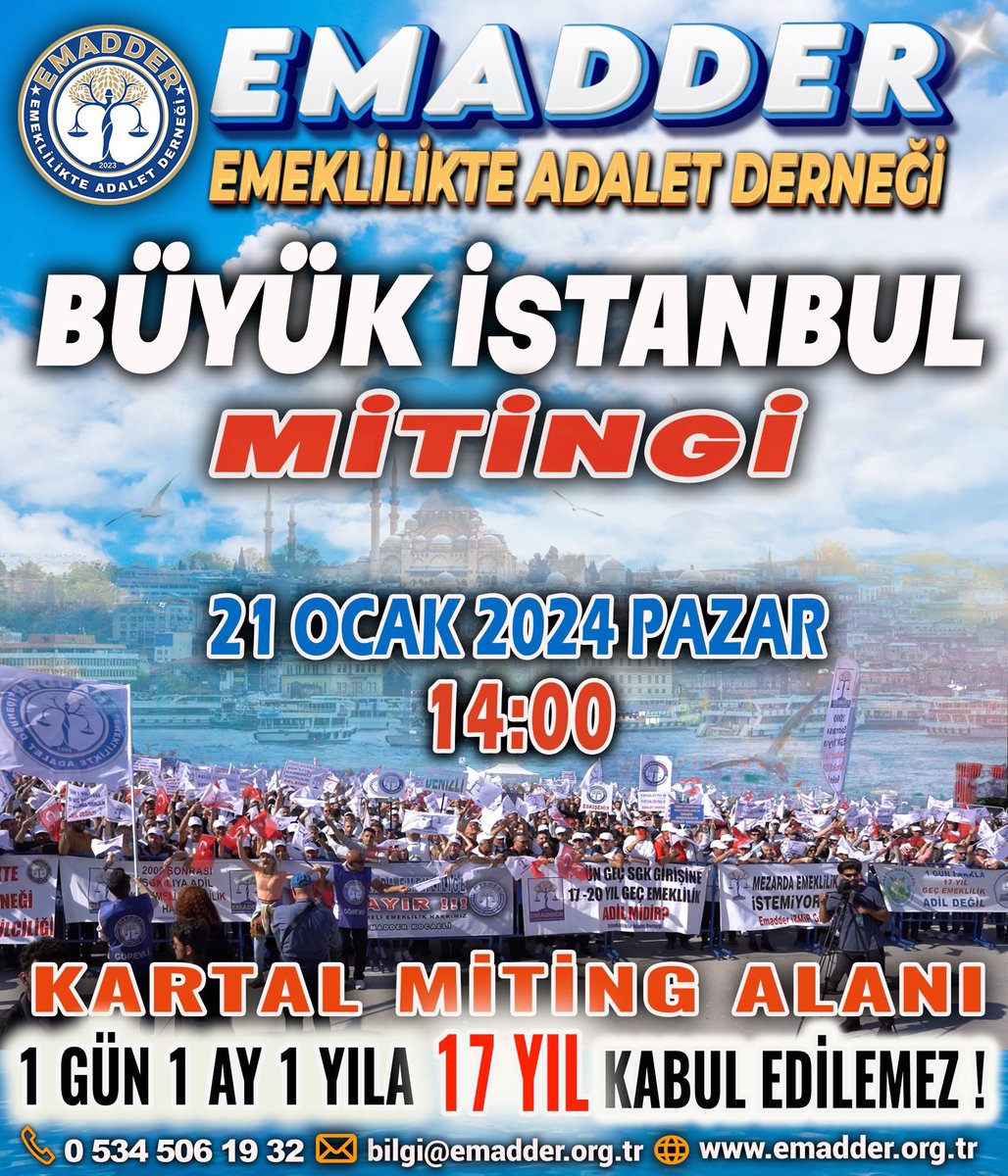 BÜYÜK İSTANBUL MİTİNGİ 

21 OCAK 2024  
 
Bizi görmezden gelen, yüz çeviren, yok farzedenlere karşı "HAYIR BİZ BURADAYIZ!" "BİZİ YOK SAYAMAZSINIZ!" deme mitingidir. 

Bu mücadelenin bir parçası ol destek ver. 

SEN YOKSAN ÇOK EKSİĞİZ

t.me/emadder
