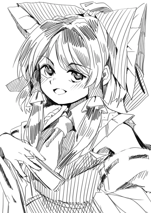 シャーペン筆で霊夢さんを描こうと思ったのだけど難しいね… 