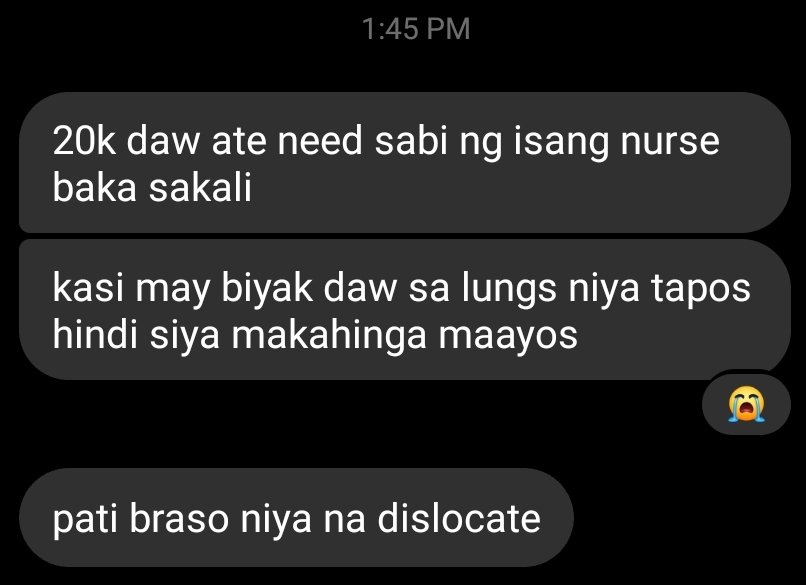 Guys pwede po pa help mabenta onhands ko

‼️emergency lang po‼️

Na hit &amp; run po yung tina ko right now eh sobrang tanda na nun 65. Right now need ko funds para maoperahan siya🥹

Kami lang family niya, wala siya asawa and anak. pa help po mabenta items na onhand ko huhu😭