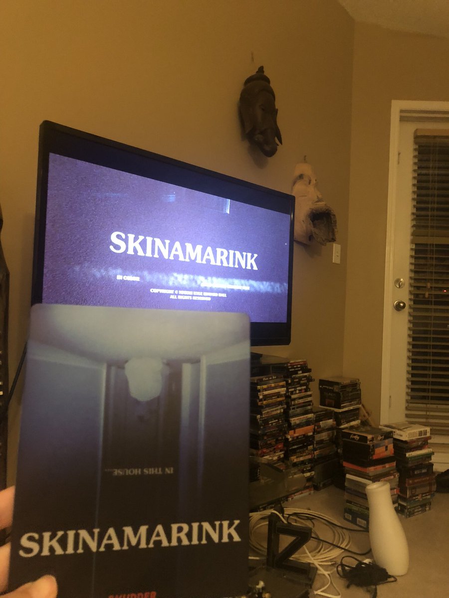 Making one more post for year-end/new year.

Finally cracked my Skinamarink copy - pictured with the first screen it was ever watched on, ~2 yrs ago, when <a href="/kyleedwardball/">Kyle Edward Ball</a> sent me an MP4 of the first edit. Met many people here bc of it &amp; grateful for that. 

See you on Threads.