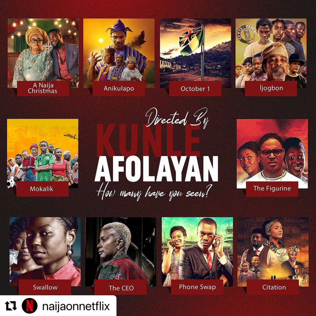 How many of these @kunleafolayan directed films have you seen? @NetflixNaija @kapfilmvillage @kap_hub @goldeneffects #akunleafolayanfilm #kunleafolayan