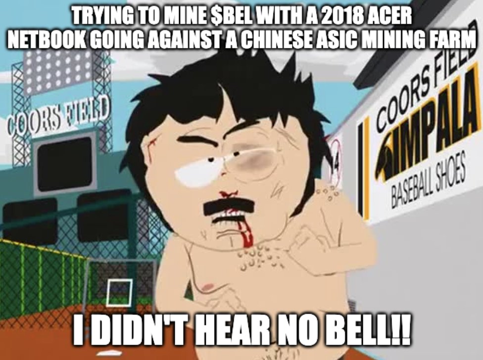 AshfordArtworks's tweet photo. ⛔️NO⛔️ GTX 1070 ti here. @_Bellscoin🔔Party time🔔We talkin' GIGA HASH. 🏆6M exchanged🏆 Top 3 vol. $BTC, $ETH, $BEL Go.check.✅ 1st on @Nonkyc & @coingecko I mean, if you're not into that, that's cool. Cuddle? #OrdinalsNFT #crypto #memeOG🐶 $doge #southpark #CoinGecko https://t.co/MYRNaq97l0